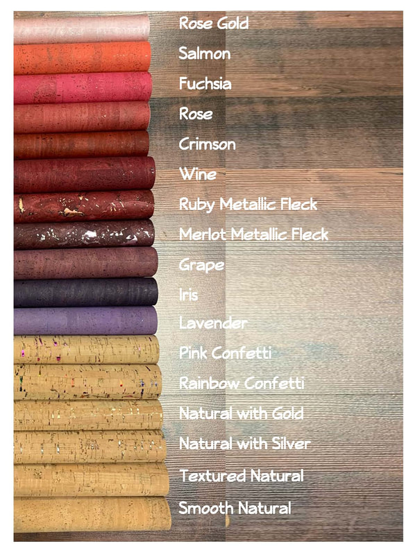 Printed Pattern Cork Leather Fabric, Vegan Leather, Natural Cork